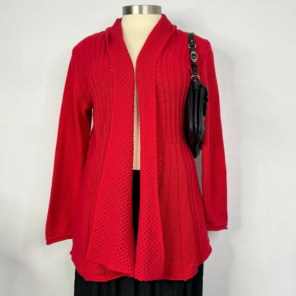 Red Open Fairy Cardigan Sweater Notations Size XL